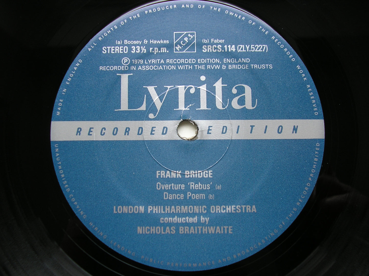 BRIDGE: DANCE RHAPSODY / OVERTURE Rebus / DANCE POEM BRAITHWAITE / LONDON PHILHARMONIC SRCS 114