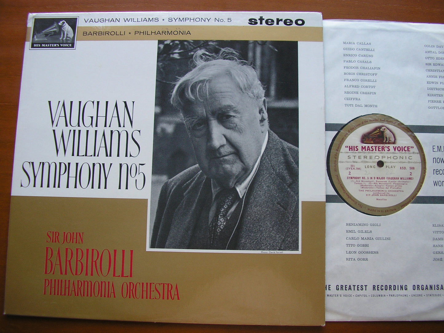 VAUGHAN WILLIAMS: SYMPHONY No. 5 BARBIROLLI / PHILHARMONIA ASD 508