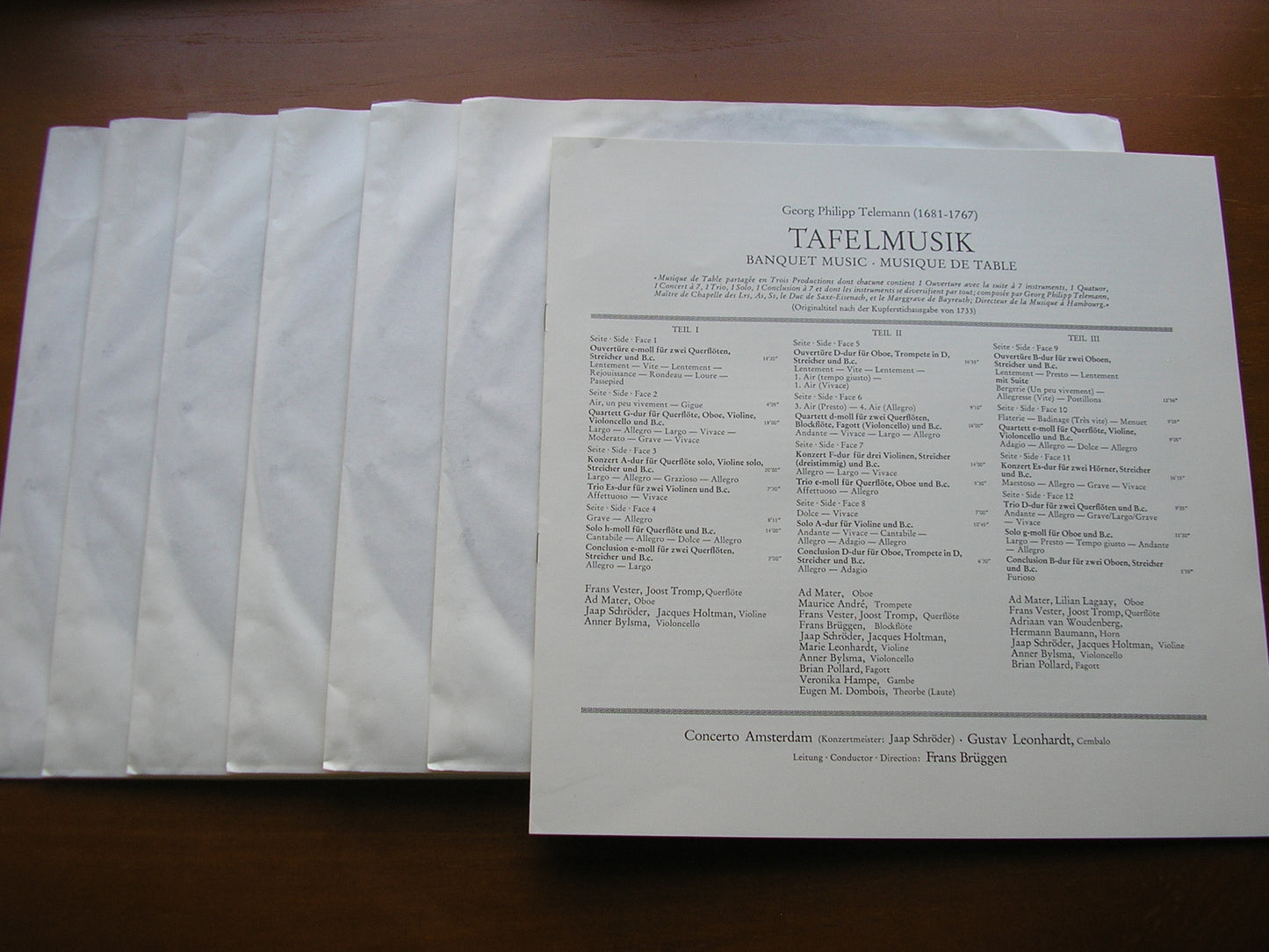 TELEMANN: TAFELMUSIK (1733) Productions 1 / 2 / 3 SOLOISTS / CONCERT) AMSTERDAM / BRUGGEN 6LP 6.35298
