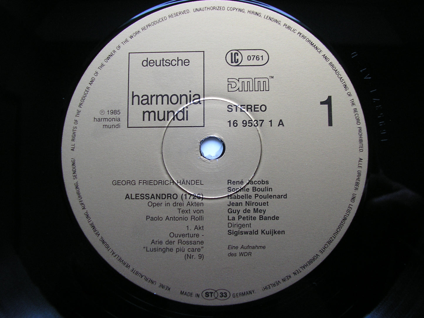 HANDEL: ALESSANDRO SOLOISTS / LA PETITE BAND / KUIJKEN 4LP 1C 157 16 9537