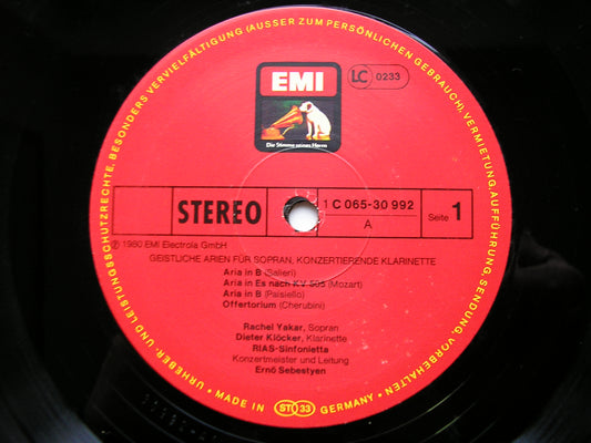 SALIERI / PAER / CHERUBINI / MOZART / SCHUBERT / SARTI / PAISIELLO / GUGLIELMI: SACRED ARIAS YAKAR / KLOCKER / RIAS SINFONIETTA / SEBESTYEN 065 30 992