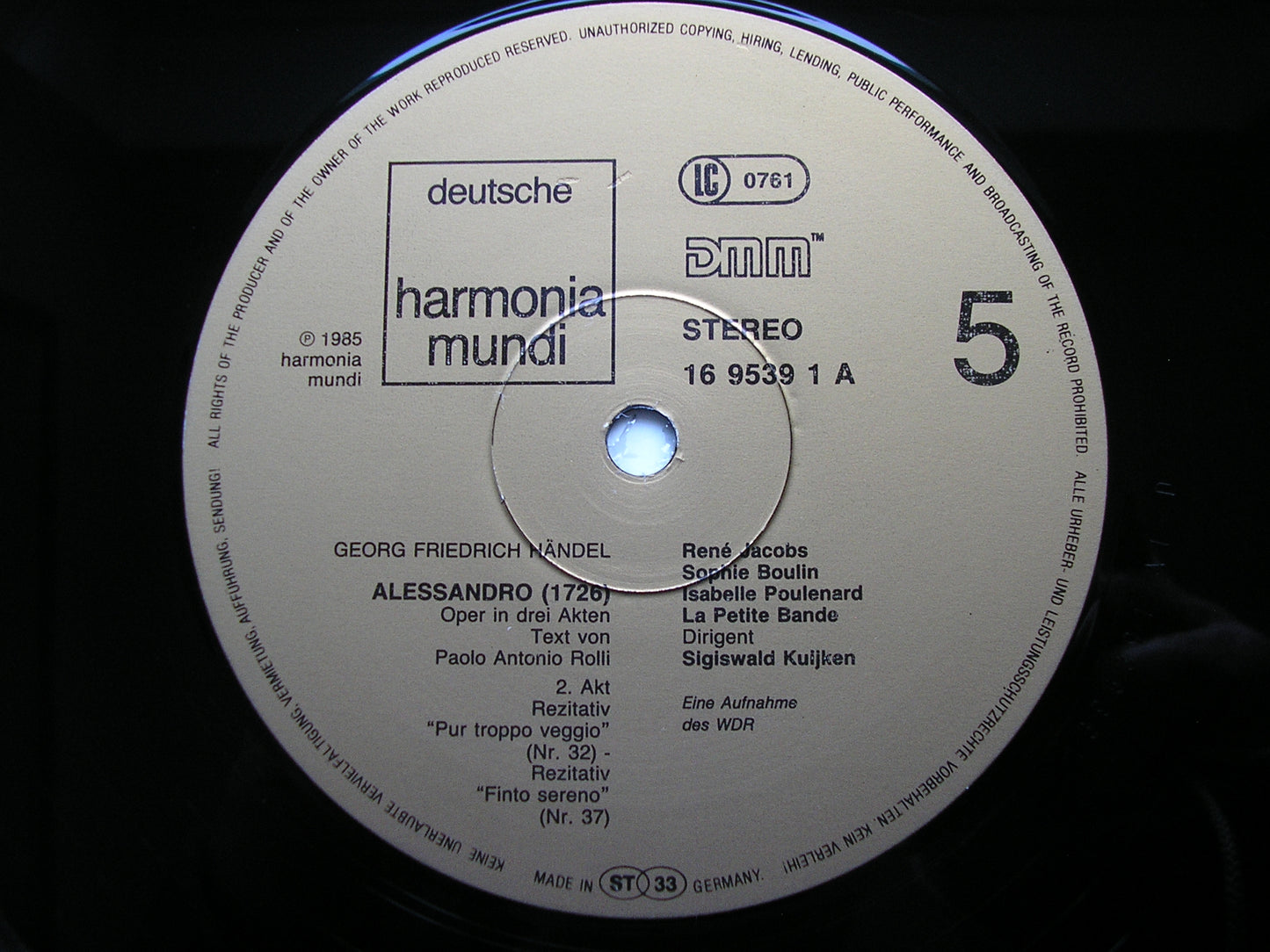 HANDEL: ALESSANDRO SOLOISTS / LA PETITE BAND / KUIJKEN 4LP 1C 157 16 9537