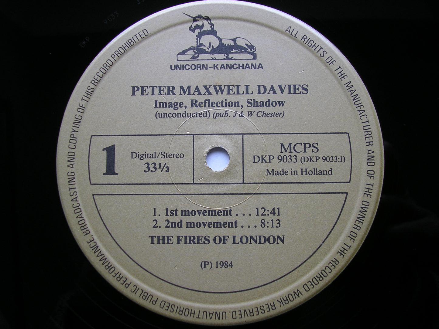 PETER MAXWELL DAVIES: IMAGE , REFLECTION, SHADOW / THE BAIRNS OF BRUGH / RUNES FROM A HOLY ISLAND THE FIRES OF LONDON / DAVIES DKP 9033