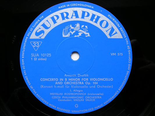 DVORAK: CELLO CONCERTO ROSTROPOVICH / CZECH PHILHARMONIC / TALICH SUA 10125