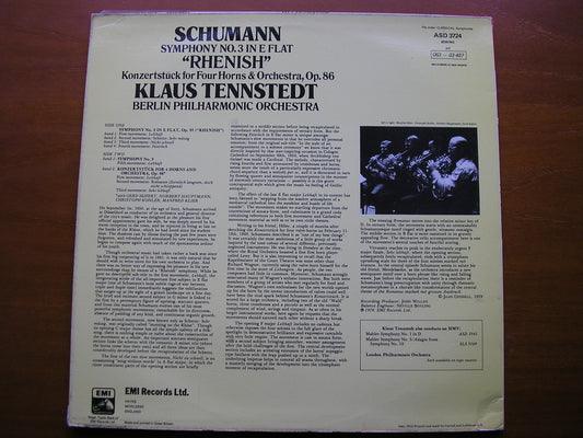 SCHUMANN: SYMPHONY No. 3 / KONZERTSTUCK FOR 4 HORNS & ORCHESTRA Op. 86       TENNSTEDT / BERLIN PHILHARMONIC       ASD 3724