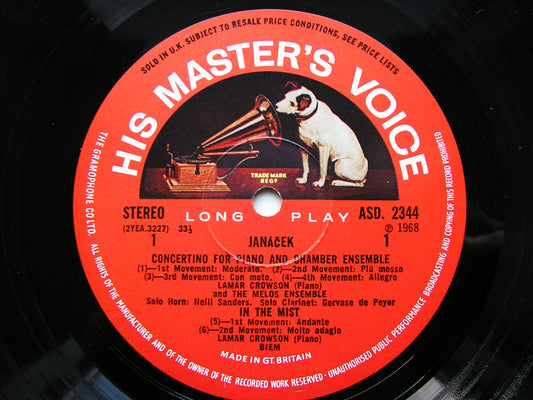 JANACEK: CHAMBER MUSIC THE MELOS ENSEMBLE ASD 2344