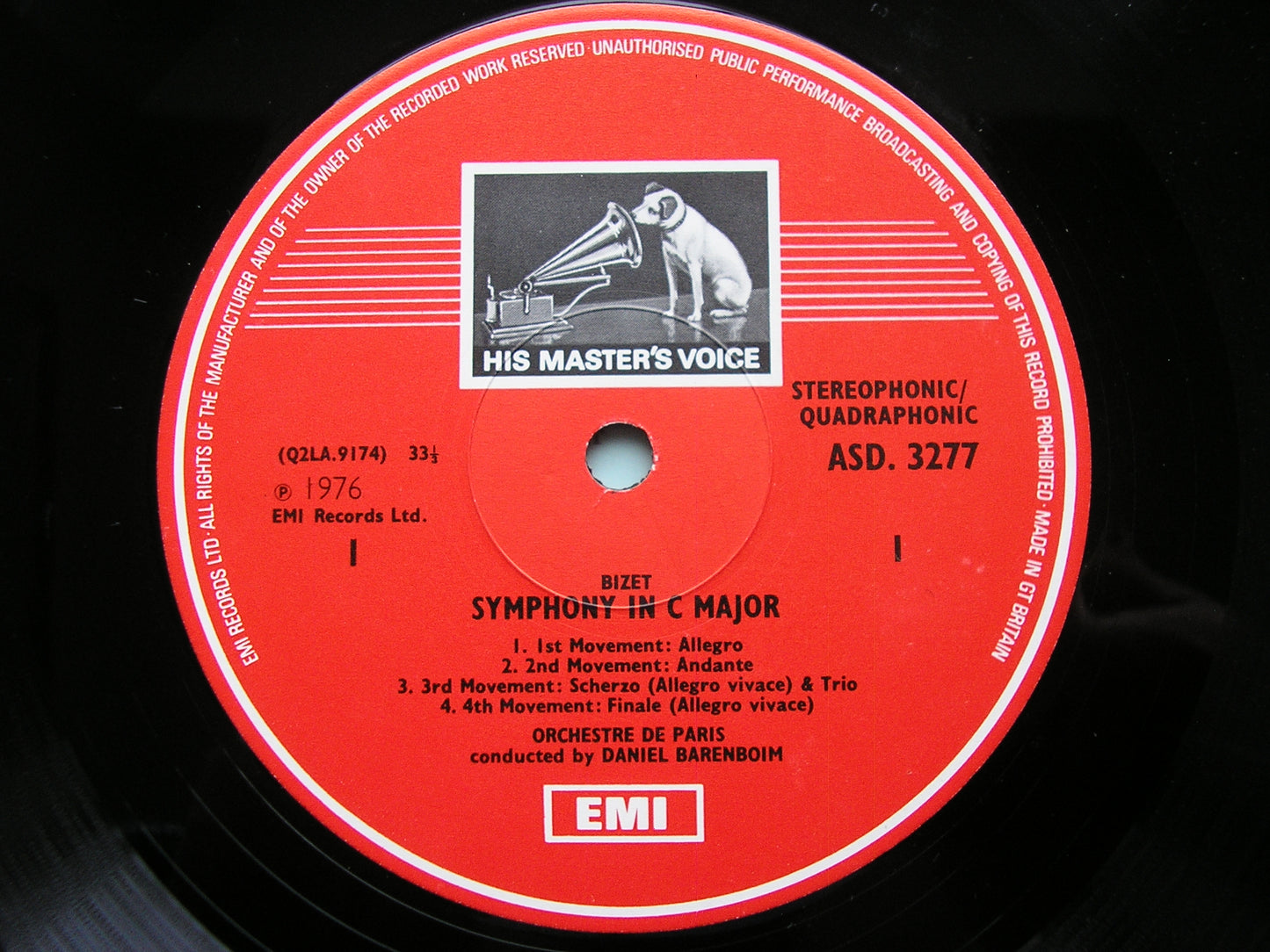 BIZET: SYMPHONY in C / THE FAIR MAID OF PERTH Suite / OVERTURE Patrie      DANIEL BARENBOIM / ORCHESTRE de PARIS     ASD 3277