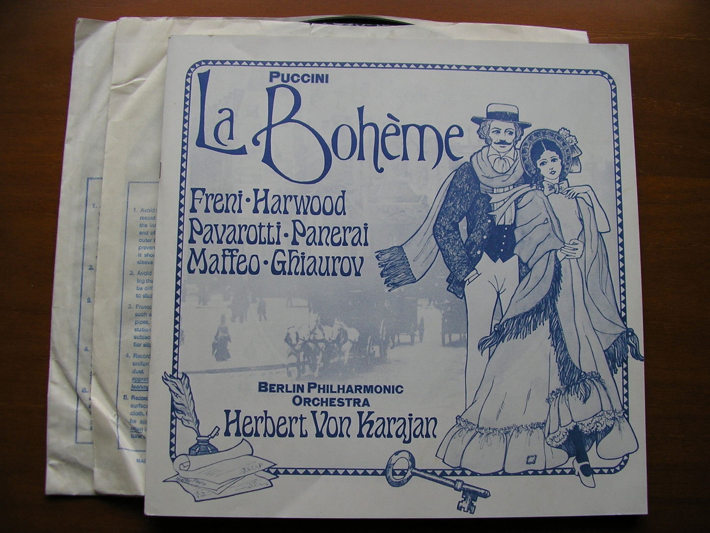 PUCCINI: LA BOHEME PAVAROTTI / FRENI / GHIAUROV / BERLIN PHILHARMONIC / KARAJAN 2LP test pressing SET 565-6