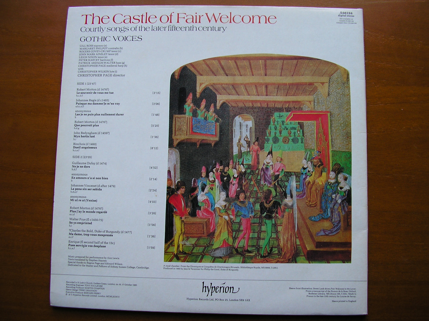 THE CASTLE OF FAIR WELCOME: COURTLY SONGS OF THE 15th CENTURY GOTHIC VOICES A66194