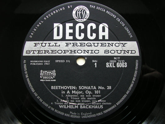 SXL 6063 BEETHOVEN: PIANO SONARAS Nos. 17 & 28 WILELM BACKHAUS ED1