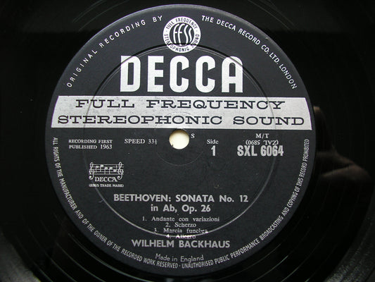 SXL 6064 BEETHOVEN: PIANO SONATAS Nos. 12 & 18 WILHELM BACKHAUS ED1