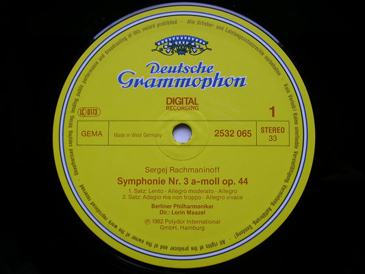 RACHMANINOV: SYMPHONY No. 3 / THE ISLE OF THE DEAD MAAZEL / BERLIN PHILHARMONIC 2532 065