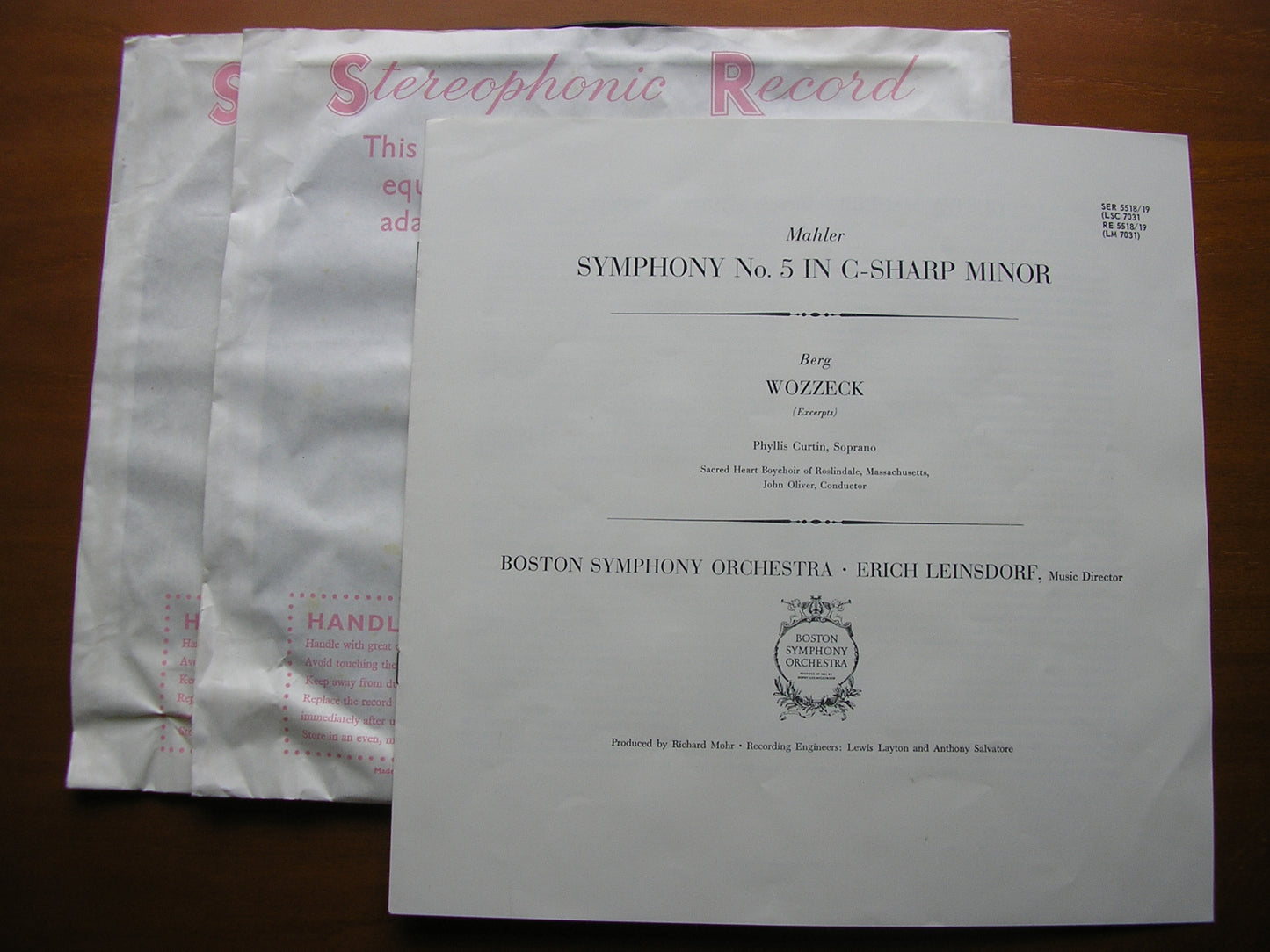 MAHLER: SYMPHONY No. 5 / BERG: WOZZECK excerpts CURTIN / BOSTON SYMPHONY / LEINSDORF SER 5518 / 9