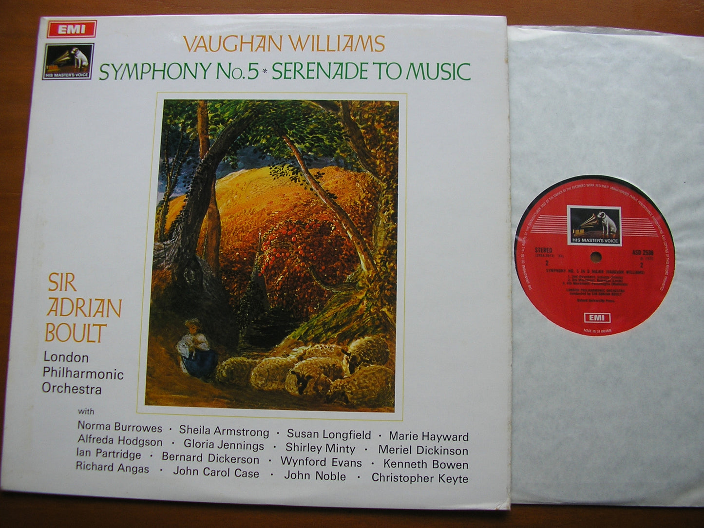 VAUGHAN WILLIAMS: SYMPHONY No. 5 / SERENADE TO MUSIC SOLOISTS / LONDON PHILHARMONIC / BOULT ASD 2538
