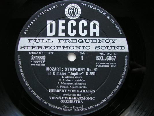 SXL 6067 MOZART: SYMPHONY No. 41 / HAYDN: SYMPHONY No. 103 KARAJAN / VIENNA PHILHARMONIC ED1