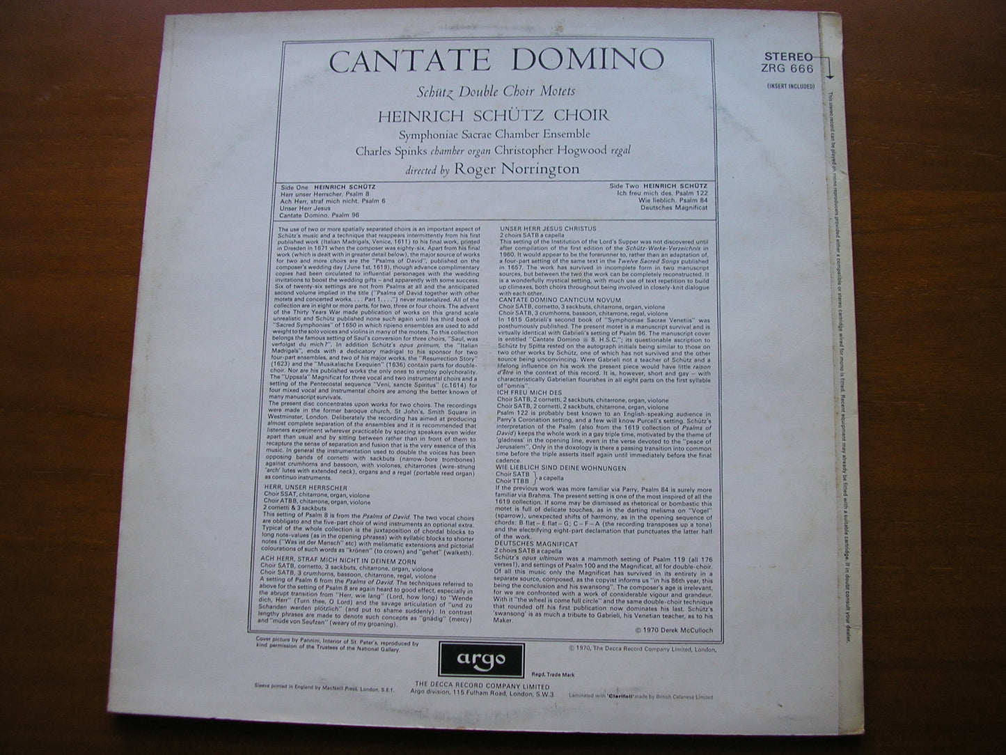 SCHUTZ: CANTATE DOMINO      NORRINGTON / HEINRICH SCHUTZ CHOIR     ZRG 666