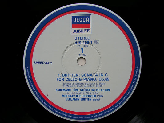 BRITTEN / DEBUSSY / SCHUMANN: MUSIC FOR CELLO & PIANO ROSTROPOVICH / BRITTEN 410 168