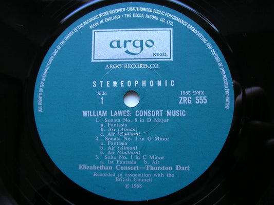 LAWES: CONSORT MUSIC     THE ELIZABETHAN CONSORT / DART      ZRG 555