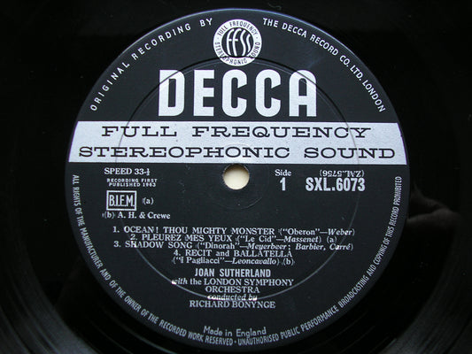 SXL 6073 COMMAND PERFORMANCE Volume 1: OPERA ARIAS JOAN SUTHERLAND / LONDON SYMPHONY / BONYNGE ED1