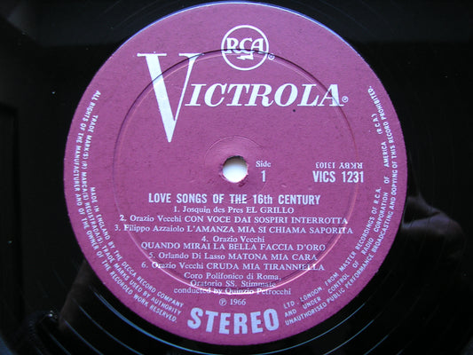 LOVE SONGS OF THE 16th CENTURY: JOSQUIN / VECCHI / DONATO / DI LASSO / PALESTRINA / GASTOLDI CHOIR / PETROCCHI VICS 1231