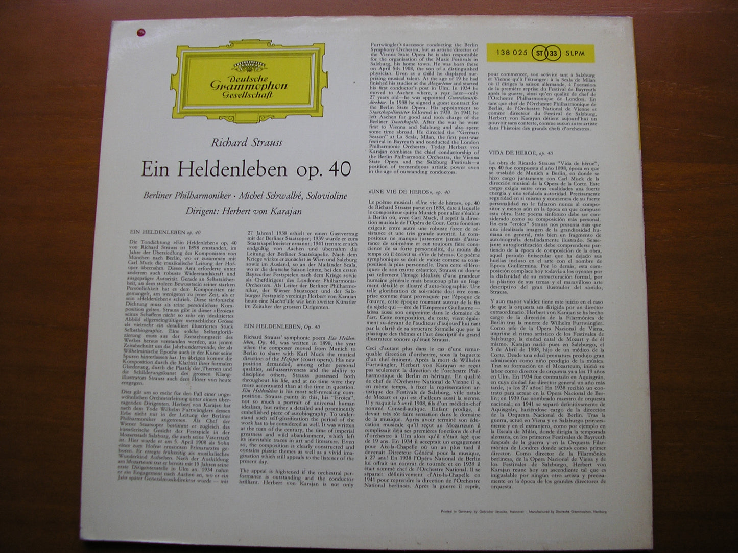 STRAUSS: EIN HELDENLEBEN KARAJAN / BERLIN PHILHARMONIC 138 025
