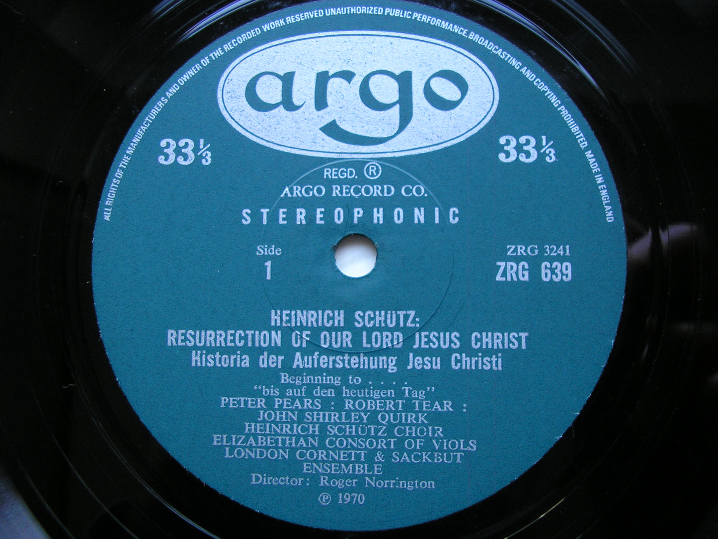 SCHUTZ: THE RESURRECTION      SOLOISTS /HEINRICH SCHUTZ CHOIR / NORRINGTON      ZRG 639