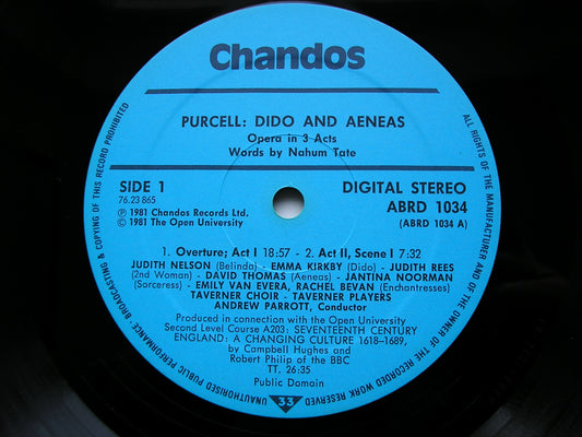 PURCELL: DIDO & AENEAS (1689) KIRKBY /NELSON / THOMAS / TAVERNER PLAYERS / PARROTT ABRD 1034 ABRD 1034