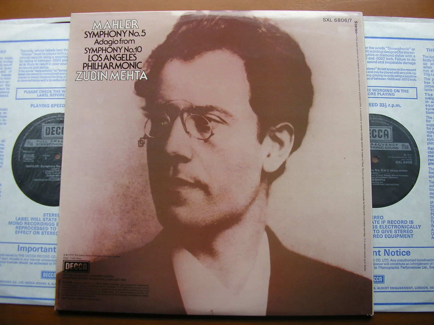 MAHLER: SYMPHONY No. 5 / Adagio from SYMPHONY No. 10    MEHTA / LOS ANGELES PHILHARMONIC  2 LP  SXL 6806 / 7