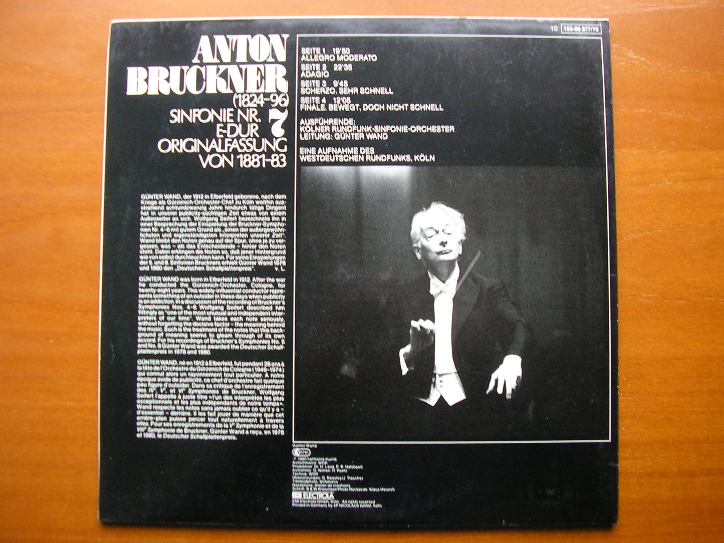 BRUCKNER: SYMPHONY No. 7 GUNTER WAND / COLOGNE RADIO SYMPHONY 2LP 153-99 877/78