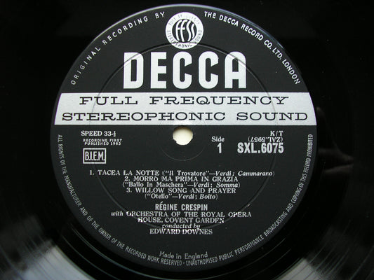 SXL 6075 ITALIAN ARIAS: VERDI / PONCHIELLI / BOITO / MASCAGNI / PUCCINI CRESPIN / OROHCG / DOWNES ED1