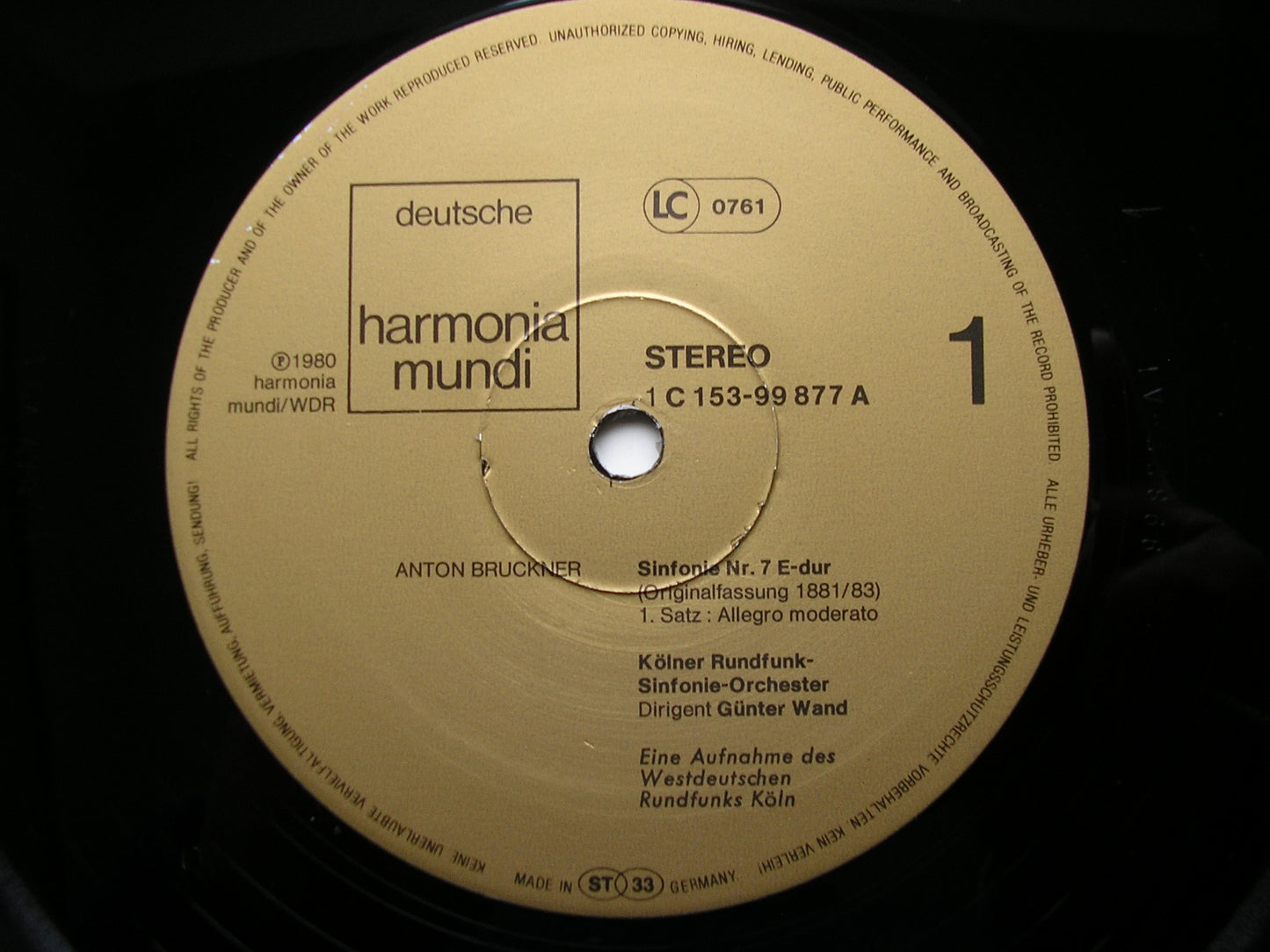 BRUCKNER: SYMPHONY No. 7 GUNTER WAND / COLOGNE RADIO SYMPHONY 2LP 153-99 877/78