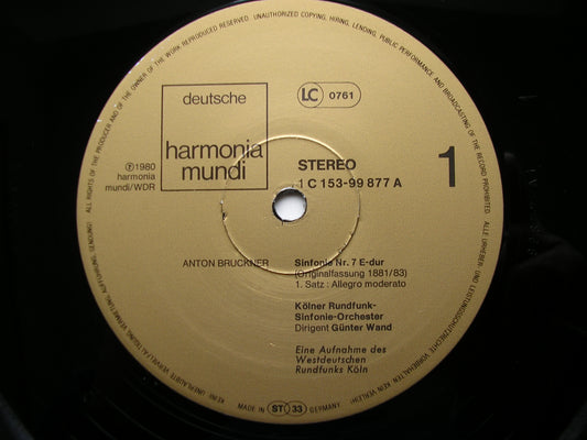 BRUCKNER: SYMPHONY No. 7      GUNTER WAND / COLOGNE RADIO SYMPHONY    2LP     153-99 877/78