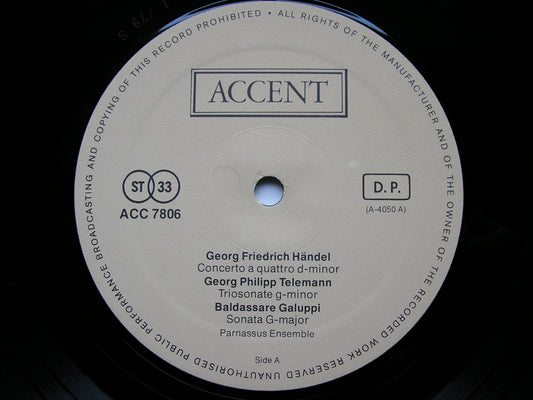 GALUPPI / HANDEL / TELEMANN / JC BACH / JANITSCH: CHAMBER MUSIC PARNASSUS ENSEMBLE ACC 7806