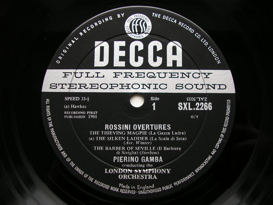 SXL 2266 ROSSINI: FIVE OVERTURES GAMBA / LONDON SYMPHONY ED1