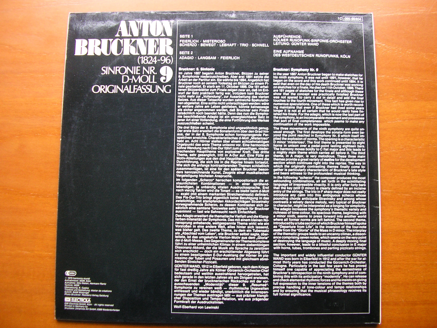 BRUCKNER: SYMPHONY No. 9     GUNTER WAND / COLOGNE RADIO SYMPHONY ORCHESTRA       065-99 804
