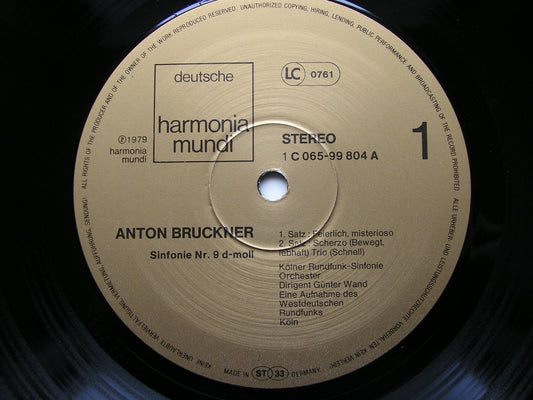 BRUCKNER: SYMPHONY No. 9     GUNTER WAND / COLOGNE RADIO SYMPHONY ORCHESTRA       065-99 804