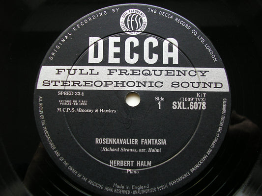 SXL 6078 GERSHWIN: PORGY & BESS / STRAUSS: DER ROSENKAVAIER Piano Improvisations HERBERT HALM ED1