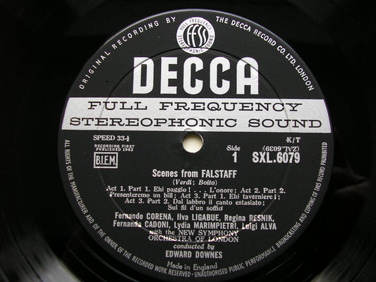 SXL 6079 VERDI: FALSTAFF excerpts CORENA / LIGABUE / RESNIK / ALVA / NSOL / DOWNES ED1