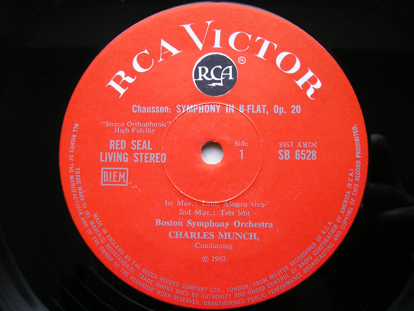 CHAUSSON: SYMPHONY in B / FRANCK: LE CHASSEUR MAUDIT CHARLES MUNCH / BOSTON SYMPHONY SB 6528