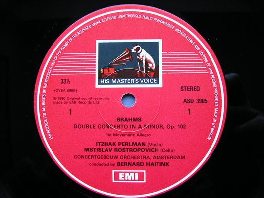 BRAHMS: DOUBLE CONCERTO ROSTROPOVICH / PERLMAN / CONCERTGEBOUW / HAITINK ASD 3905