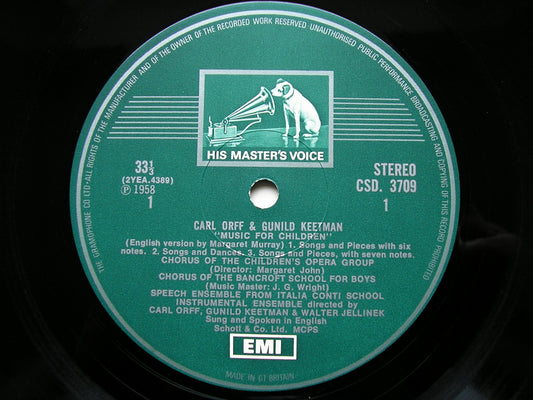 ORFF: MUSIC FOR CHILDREN SPEECH & INSTRUMENTAL ENSEMBLES / CHORUS ORFF / KEETMAN / JELLINEK 2LP SLS 815