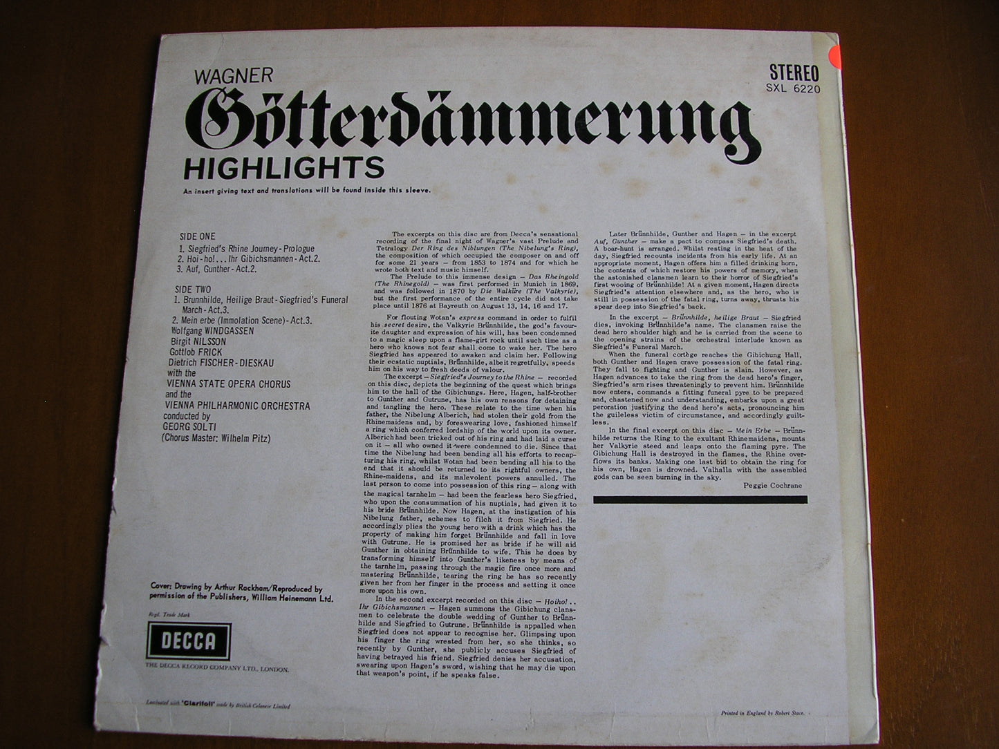 WAGNER: THE TWILIGHT OF THE GODS excerpts SOLOISTS / VIENNA PHILHARMONIC / SOLTI test pressing SXL 6220