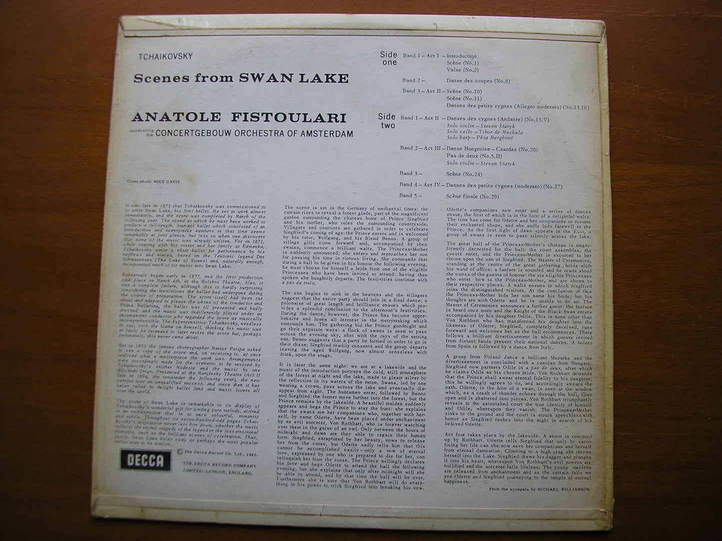 SXL 2285 TCHAIKOVSKY: SWAN LAKE scenes FISTOULARI / CONCERTGEBOUW ORCHESTRA ED2