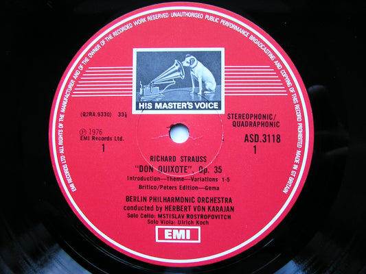 STRAUSS: DON QUIXOTE ROSTROPOVICH / BERLIN PHILHARMONIC / KARAJAN ASD 3118