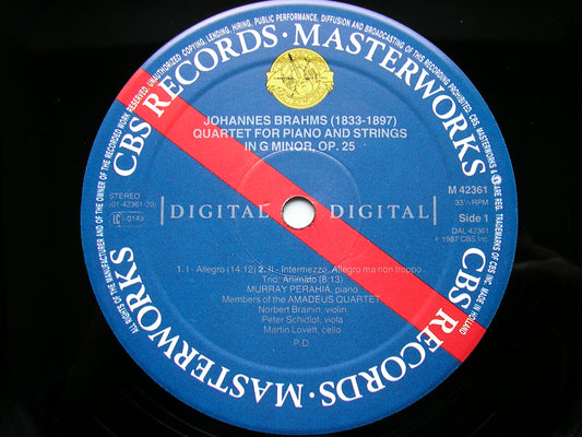 BRAHMS: PIANO QUARTET No. 1 PERAHA / MEMBERS OF AMADEUS QUARTET M 42361