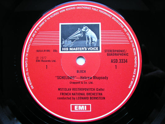 SCHUMANN: CELLO CONCERTO / BLOCH: SCHELOMO ROSTROPOVICH / FRENCH NATIONAL ORCHESTRA / BERNSTEIN ASD 3334