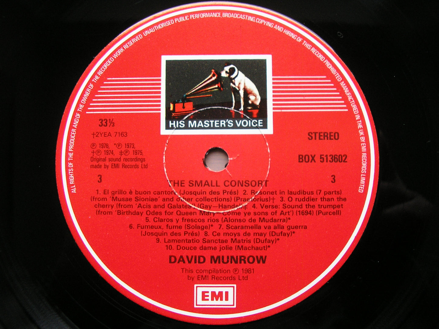 THE ART OF DAVID MUNROW: A conspectus of his career across 5 years of recordings with EMI       3 LP      SLS 5136