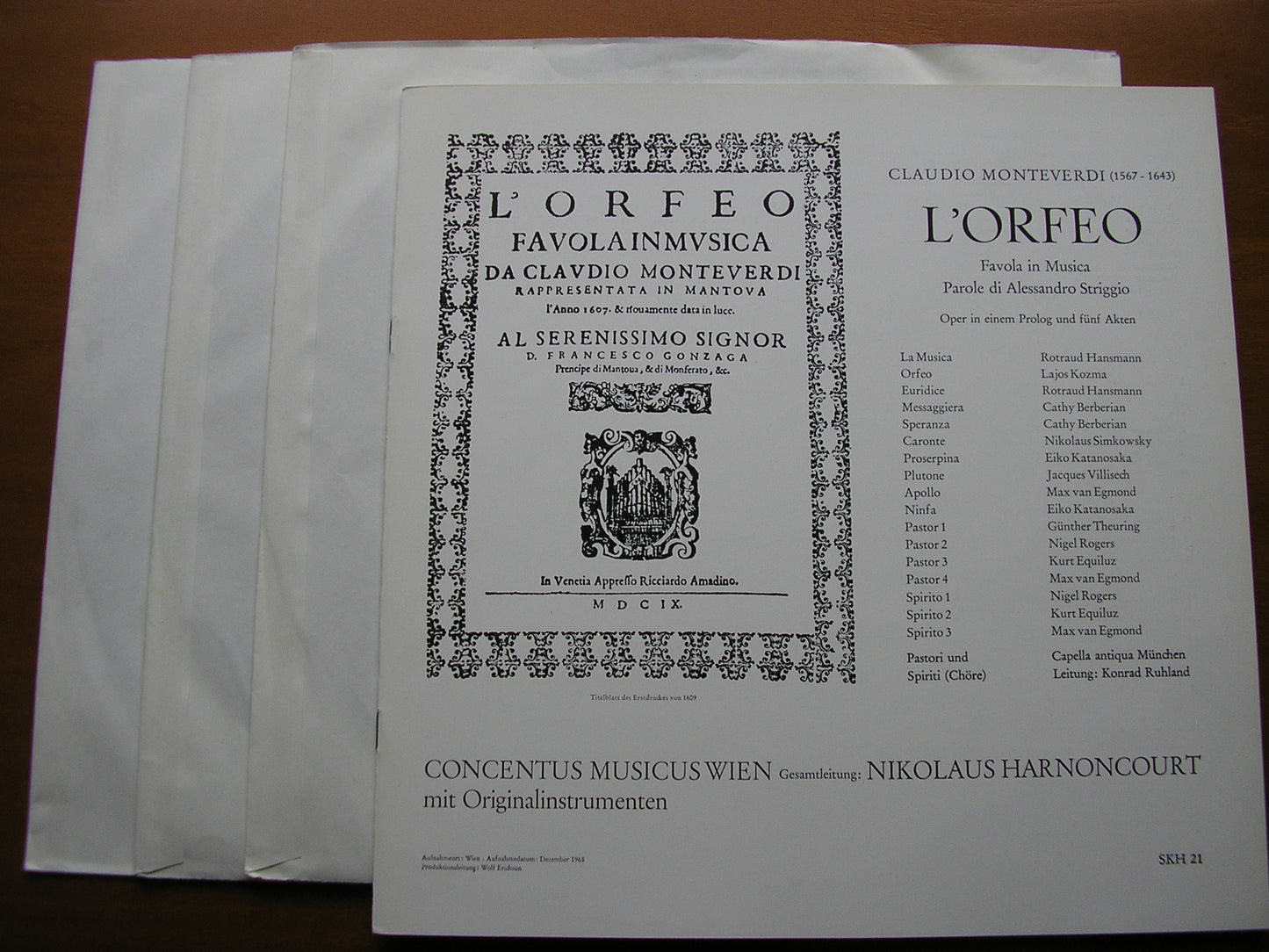 MONTEVERDI: ORFEO      SOLOISTS / CONCENTUS MUSICUS WIEN / HARNONCOURT    3LP     SKH 21/1-3