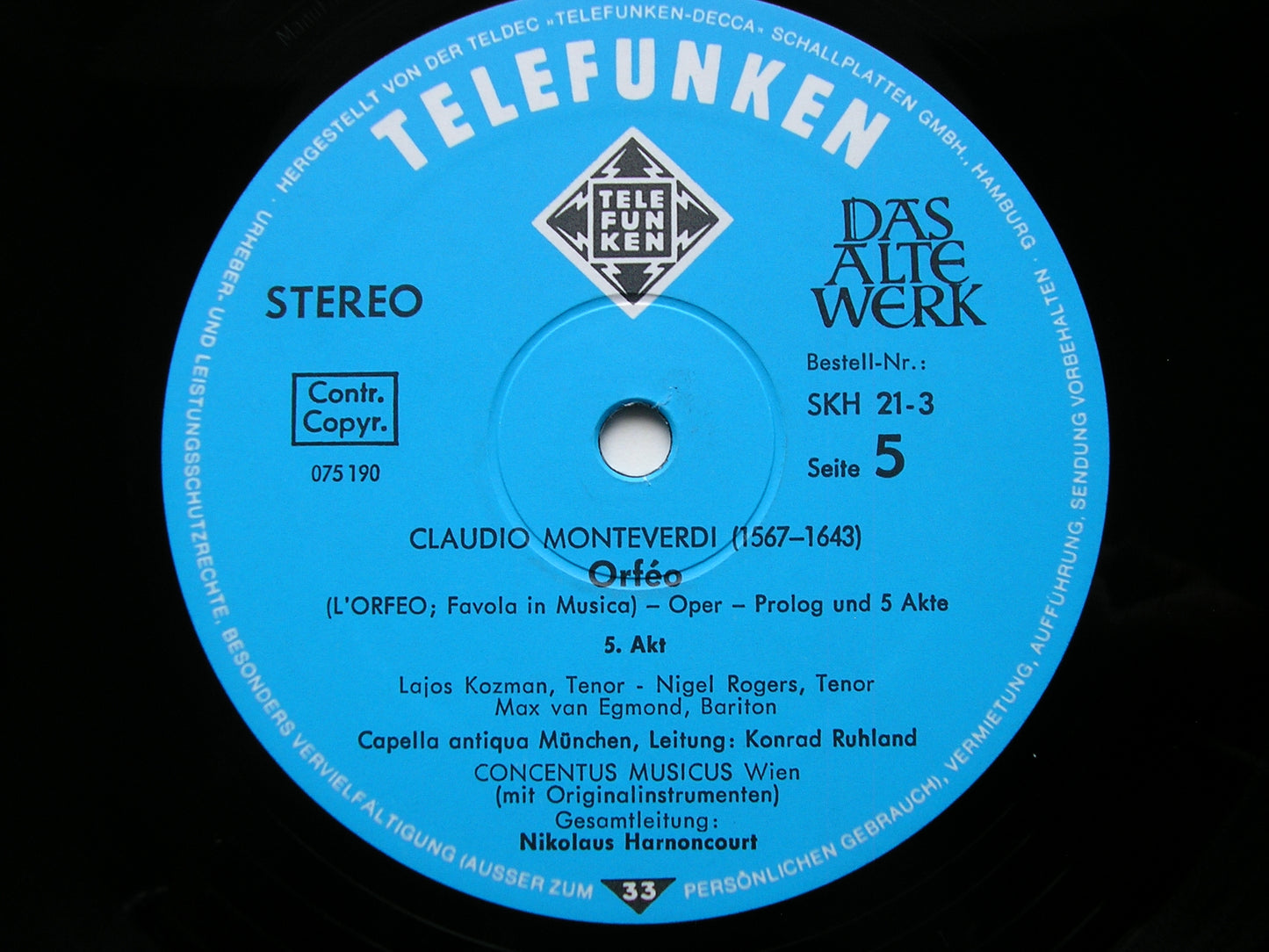 MONTEVERDI: ORFEO      SOLOISTS / CONCENTUS MUSICUS WIEN / HARNONCOURT    3LP     SKH 21/1-3
