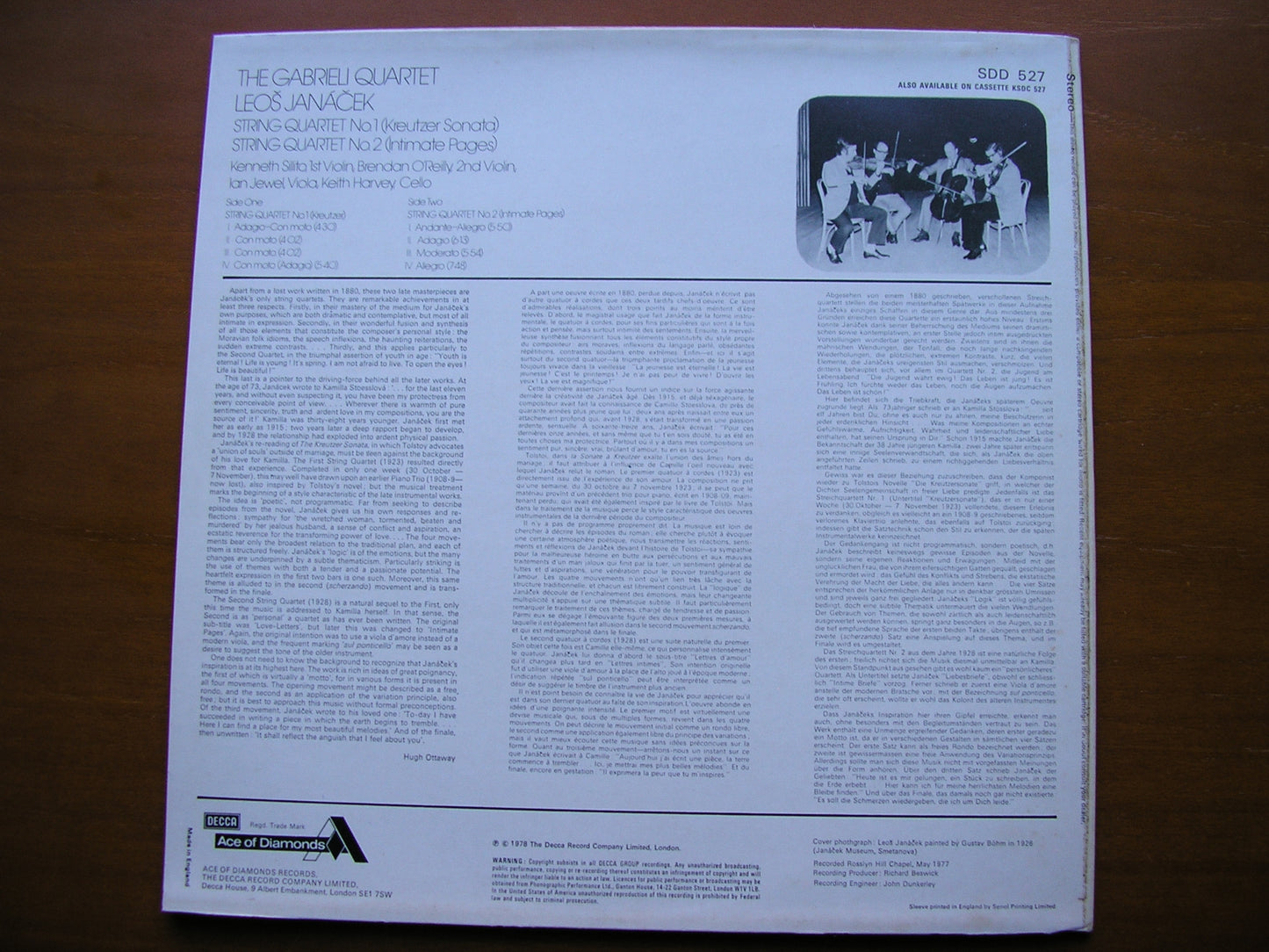 JANACEK: STRING QUARTETS Nos. 1 & 2 GABRIELI QUARTET SDD 527